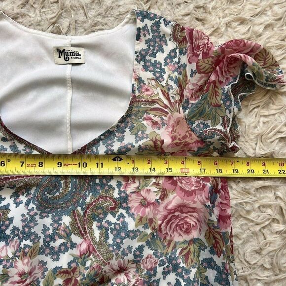 Show Me Your Mumu Kylie Mini Dress Size XS Blue Floral Paisley Short Sleeve - Picture 9 of 11